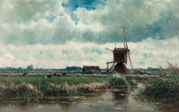 Polder landscape with windmill near Abcoude de Willem Roelofs