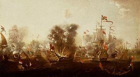 Explosión en Eendracht en la batalla de Lozestoft