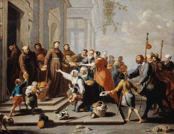 St. Antonius of Padua distributes bread to the poo de Willem van Herp