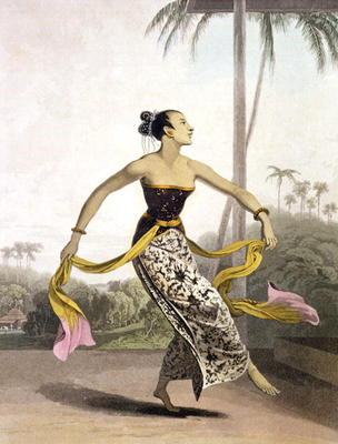 A Ronggeng or Dancing Girl, plate 21 from Vol. I of 'The History of Java' by Thomas Stamford Raffles de William Daniell