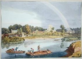 Staines Church with City Stone on Banks of the River