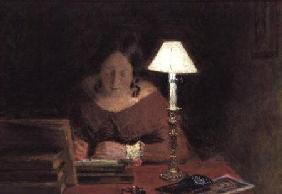 Girl Writing by Lamplight