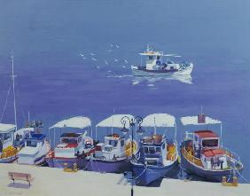 Greek Fishing Boats (oil on board) 