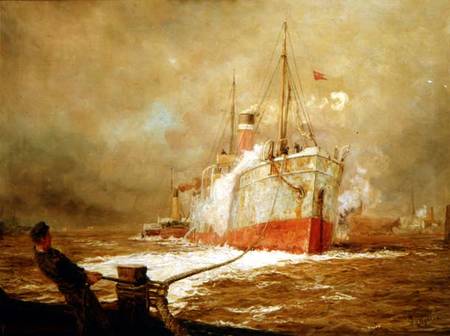 Docking a Cargo Ship de William Lionel Wyllie