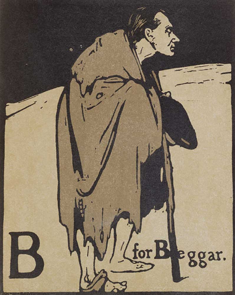 B for Beggar, illustration from An Alphabet, published by William Heinemann, 1898 de William Nicholson