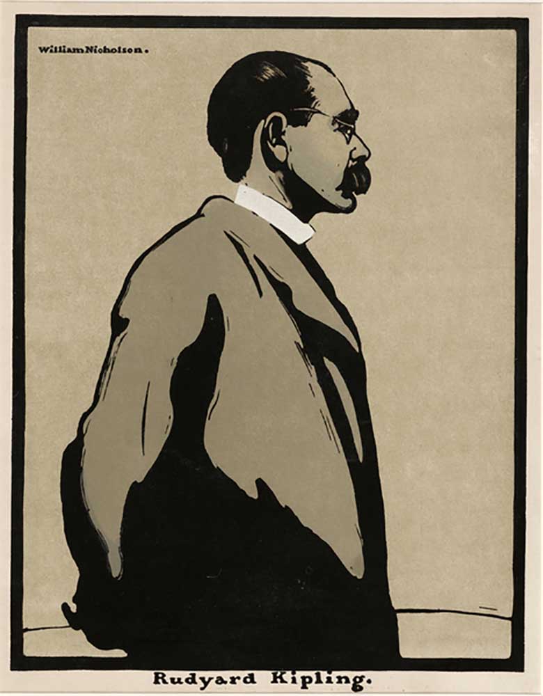 Rudyard Kipling (1865 - 1936), pub. 1899 - William Nicholson en  reproducción impresa o copia al óleo sobre lienzo.