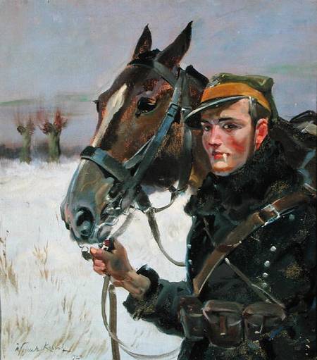 Soldier with a Horse de Wojciech Kossak