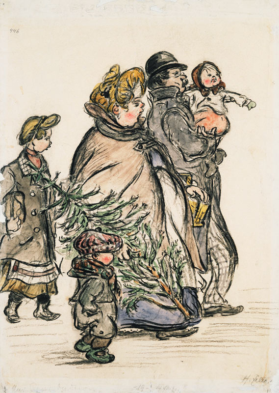Christmas shopping de Heinrich Zille